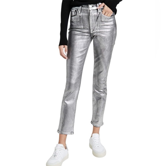 JOE'S JEANS Silver Metallic finish The Luna High Rise Cigarette Ankle sz 29 - Picture 1 of 15